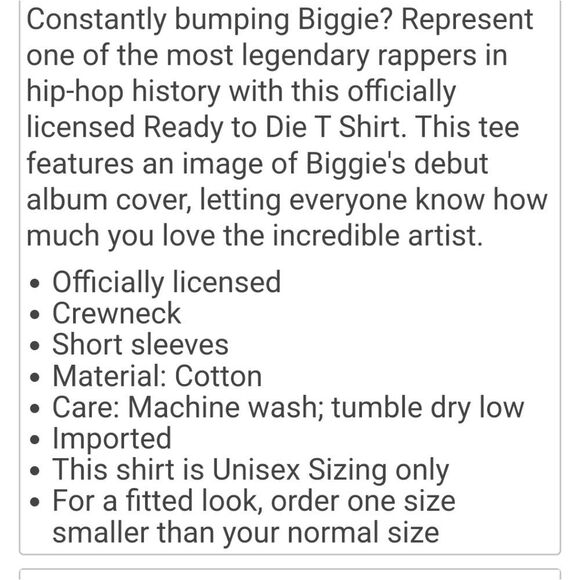 Spencer's Ready To Die- The Notorious BIG S/S T-Shirt - Picture 3 of 5